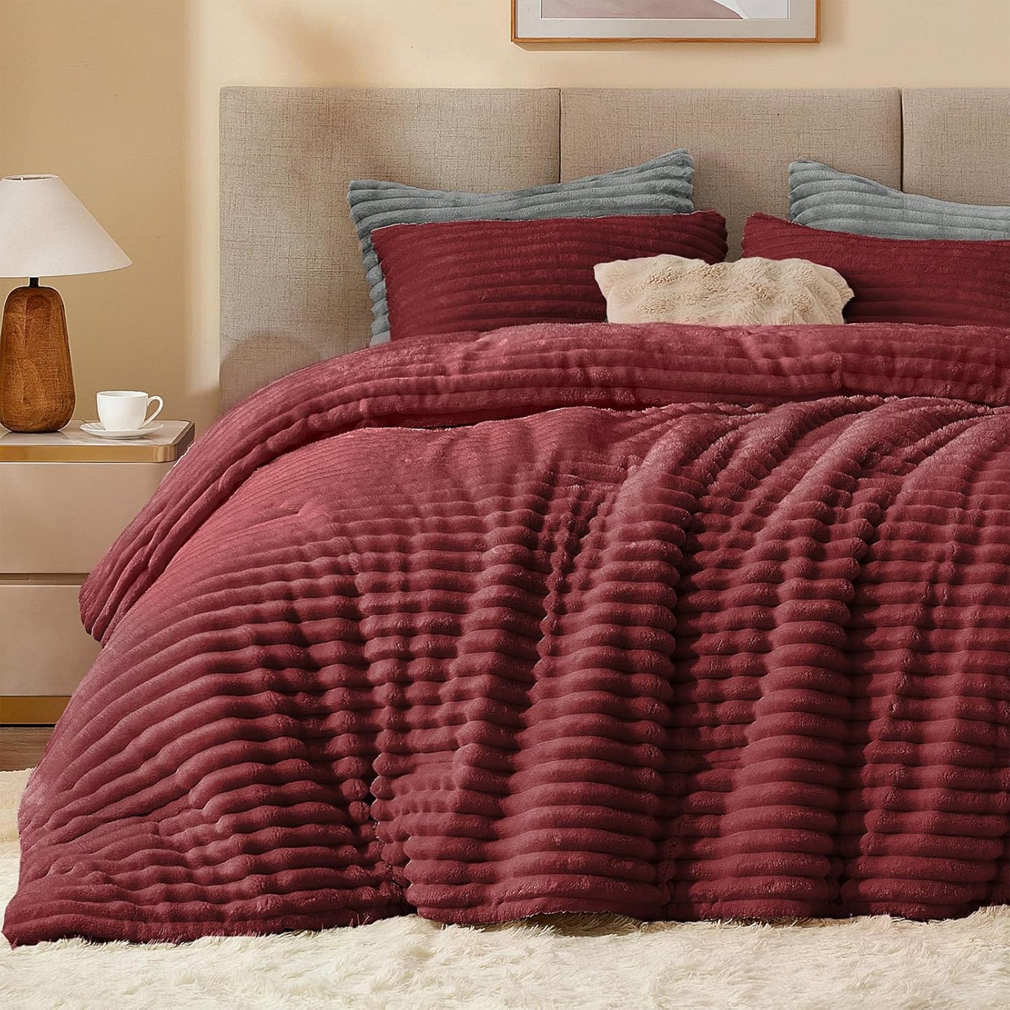 Winter Coverlet Mohair Fur Available in 2 Sizes: King 3pcs & Single Half 2pcs