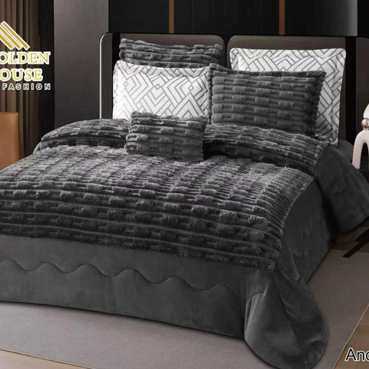 Winter mohair coverlet RABBIT fur – King Size (7 Pieces)