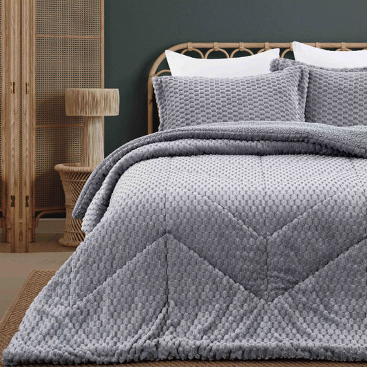 Coverlet Set | Jacquard Flannel | King Size | 3 Pieces | Winter Warm
