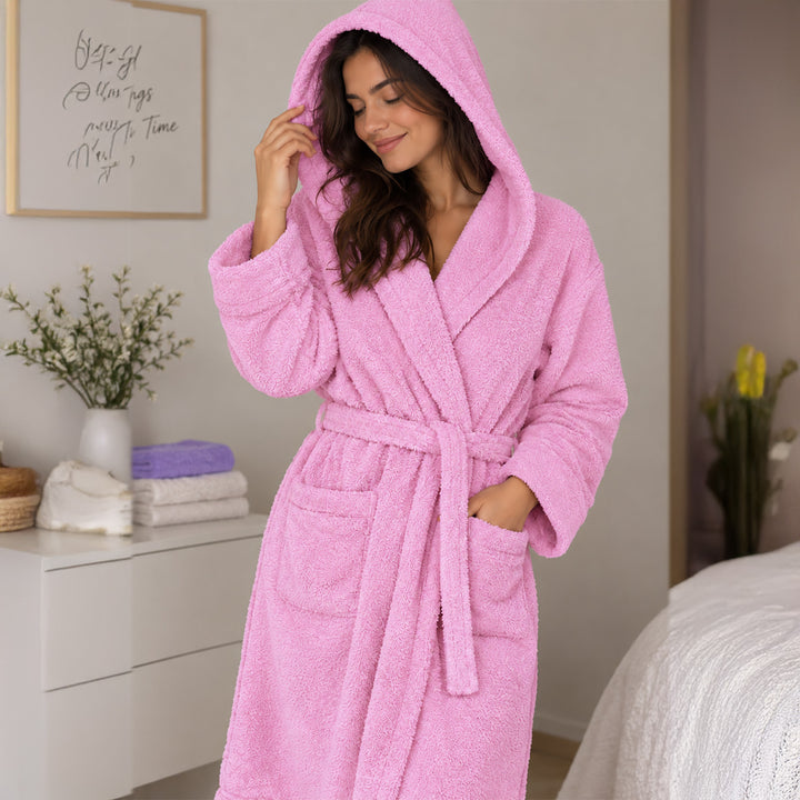 Turkish Cotton Hooded Bathrobe – White