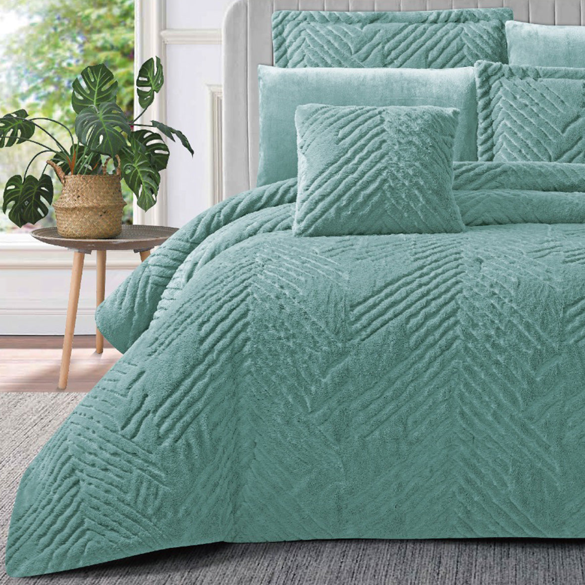 Winter mohair coverlet Set 7 Pieces Premium Soft Fabric Elegant Modern Design