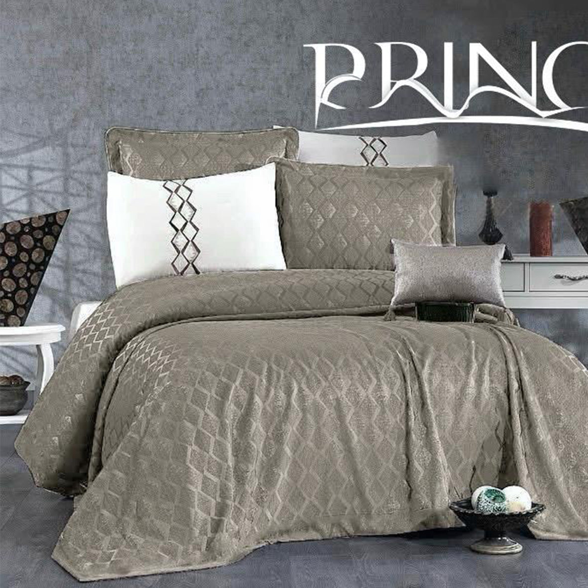 Bridal bed set collection pique 100% Cotton Jacquard King size 6Pcs