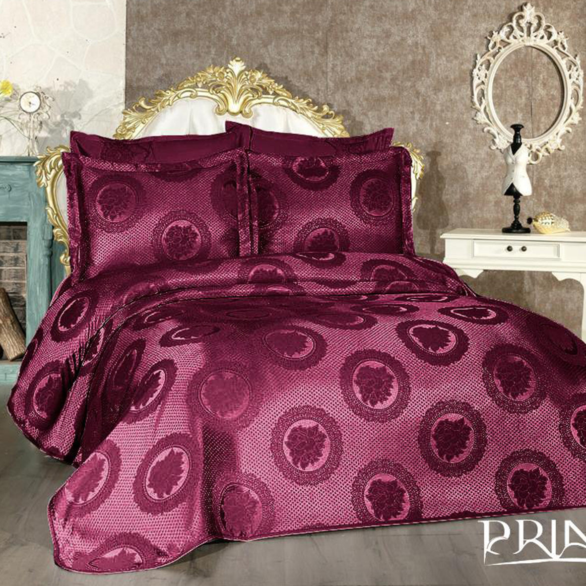 Bridal bed set collection pique 100% Cotton Jacquard King size 6Pcs