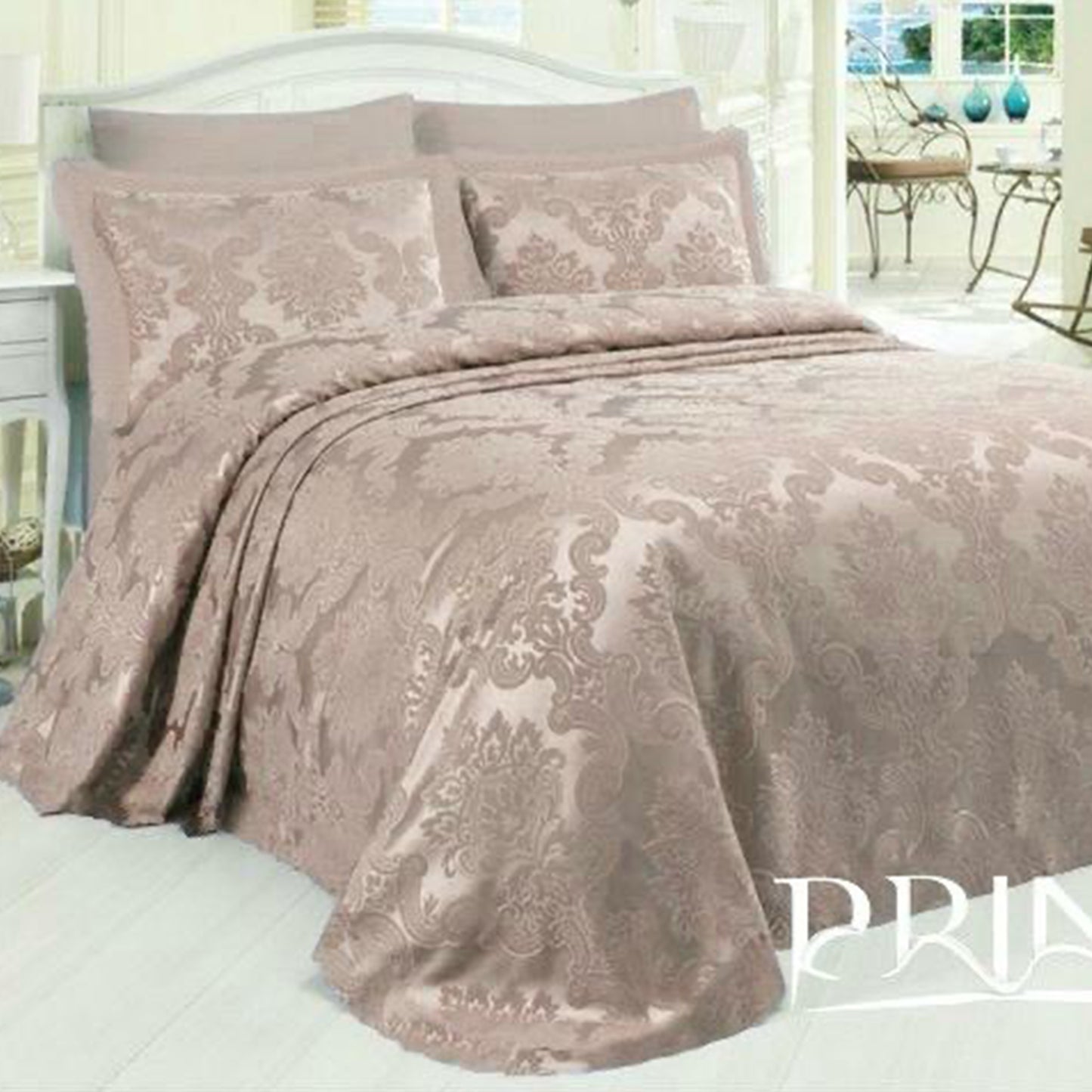Bridal bed set collection pique 100% Cotton Jacquard King size 6Pcs
