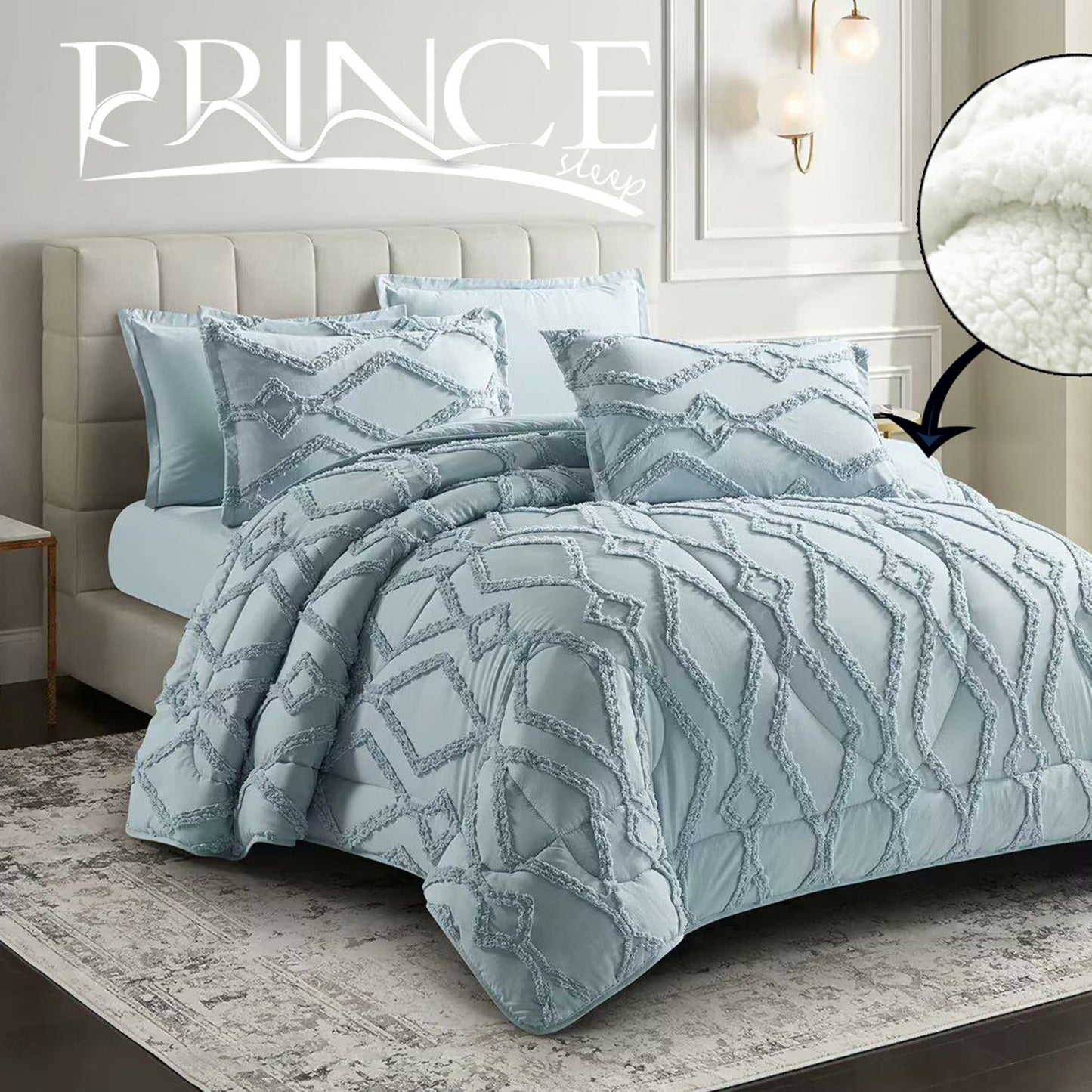 Winter Coverlet Set Mohair fur Embossed available in 2 sizes King size 3Pcs & single half 2Pcs