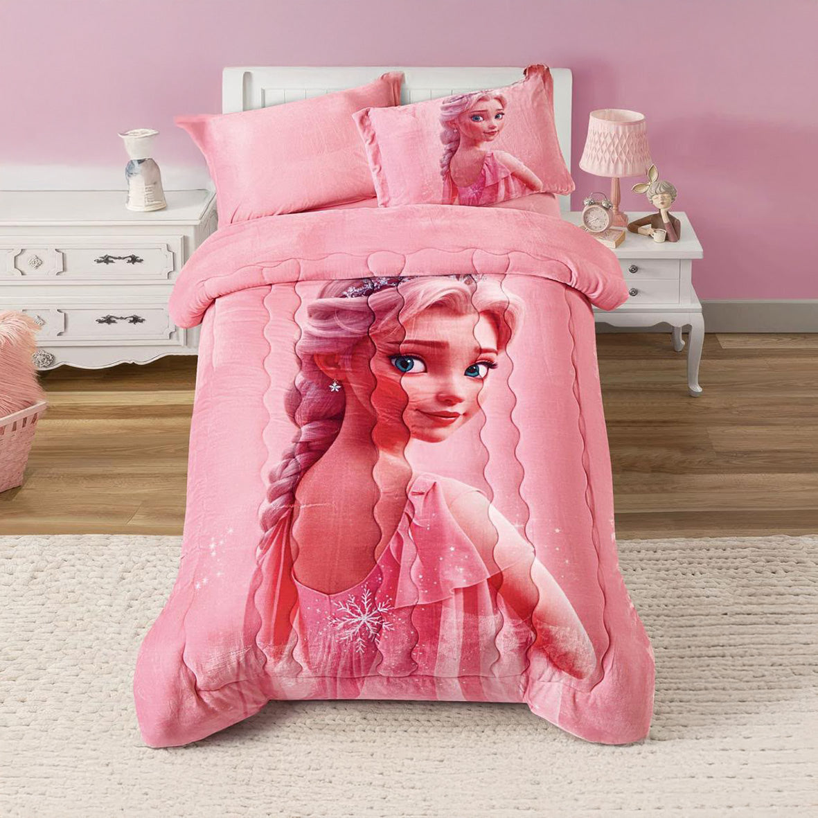 Winter Mohair coverlet – Elsa L.Pink – Single Half Size (4Pcs) {Many design available}