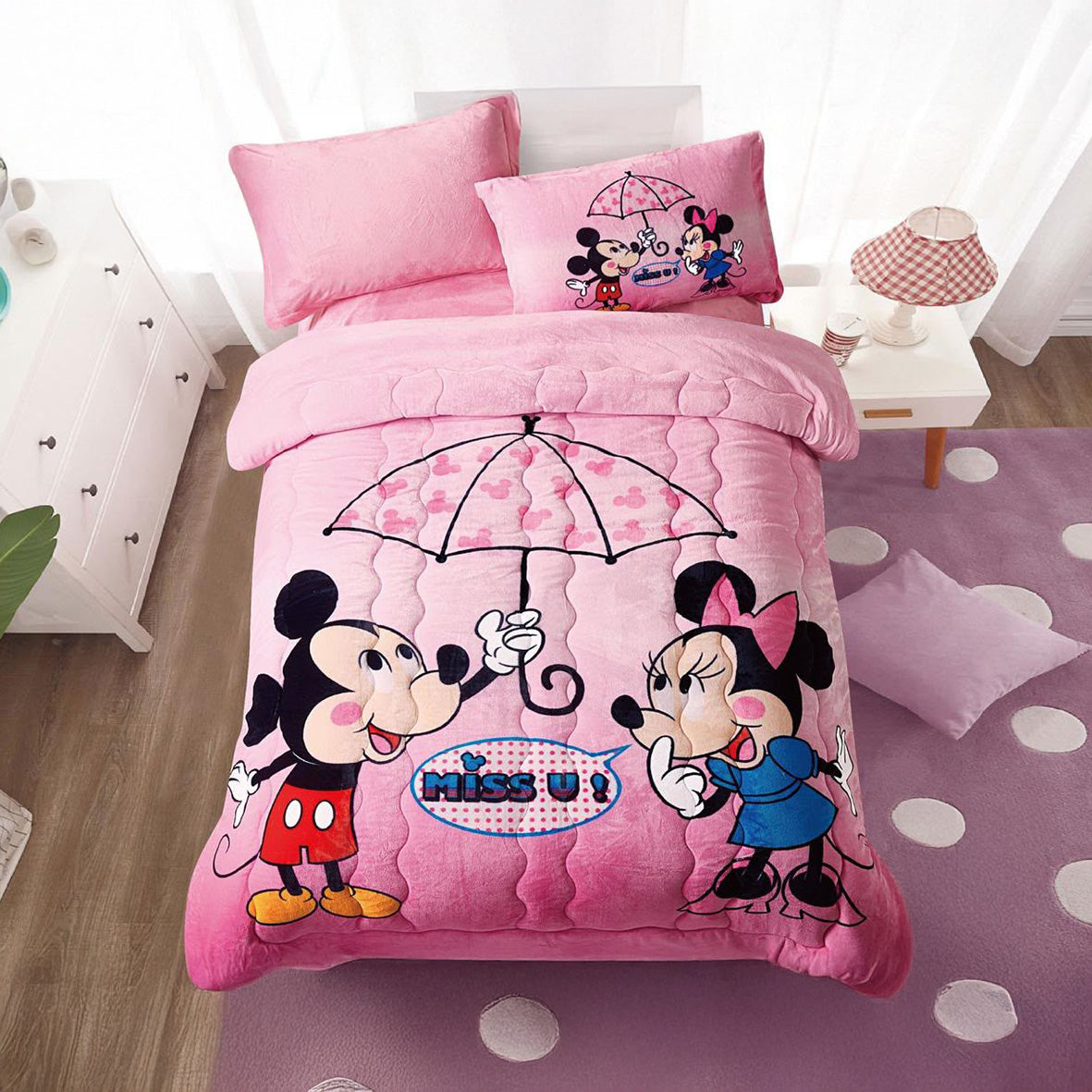 Winter Mohair coverlet – Mickey Minnine – Single Half Size (4Pcs) {Many design available}