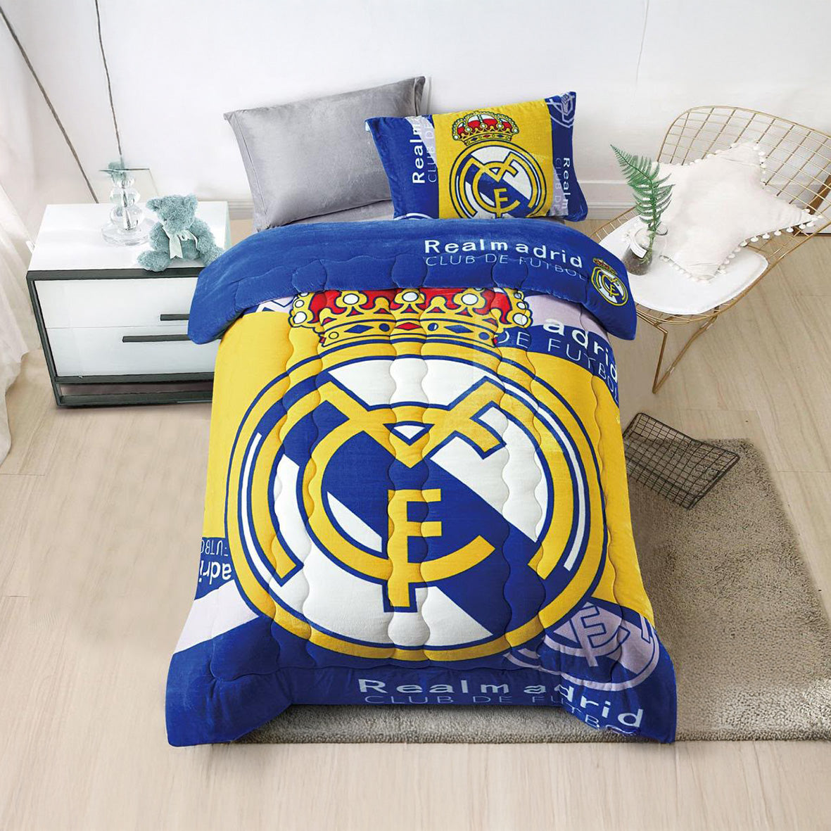 Winter Mohair coverlet – Real Madrid – Single Half Size (4Pcs) {Many design available}