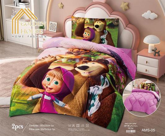 Kids Winter Coverlet Set | Disney Characters | Single Half | 2 Pieces | Velvet Face & Wool Back