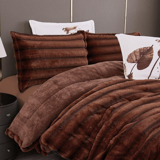 Luxury Winter coverlet fur Set | Rabbit Fur Face | King Size | 5 Pieces | Digital & Mohair Cushions