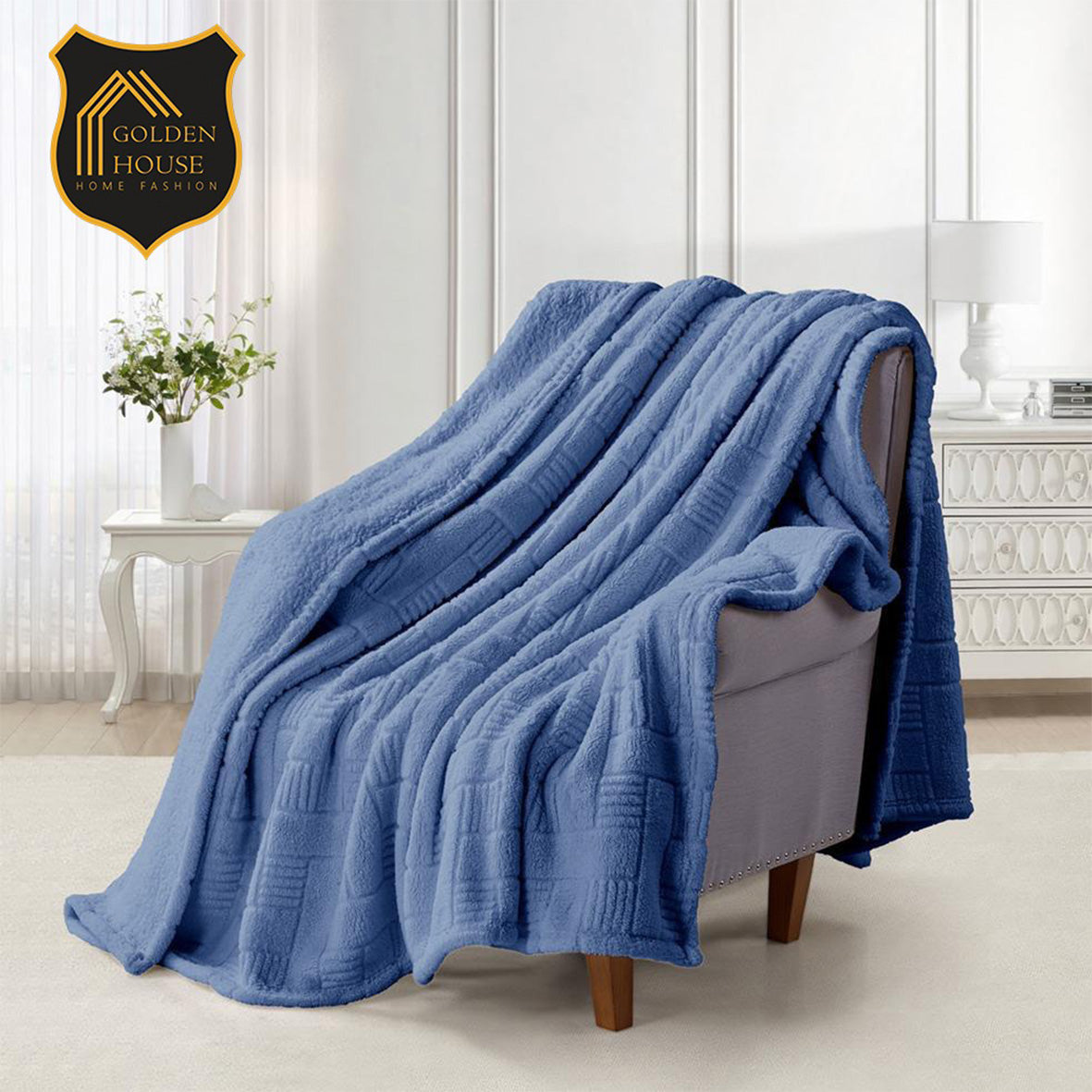 Jacquard Sherpa Throw Blanket Ultra Soft & Warm Available in 2 Sizes Double & Single