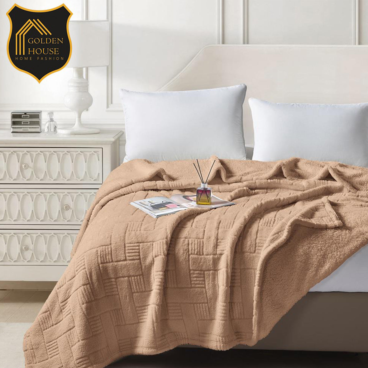 Jacquard Sherpa Throw Blanket Ultra Soft & Warm Available in 2 Sizes Double & Single