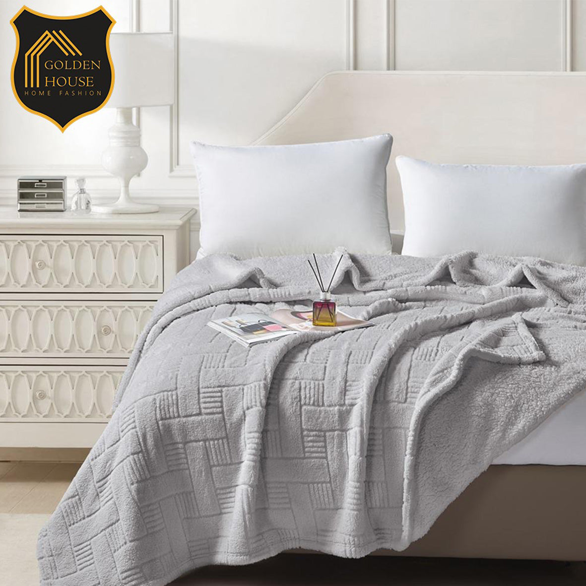 Jacquard Sherpa Throw Blanket Ultra Soft & Warm Available in 2 Sizes Double & Single