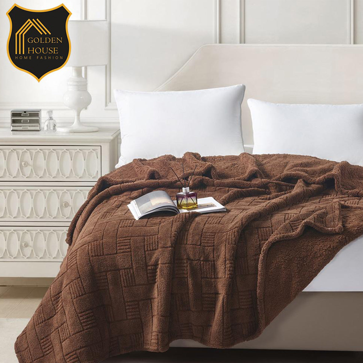 Jacquard Sherpa Throw Blanket Ultra Soft & Warm Available in 2 Sizes Double & Single
