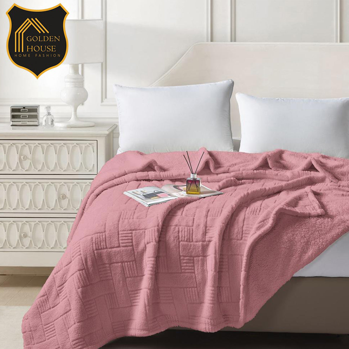 Jacquard Sherpa Throw Blanket Ultra Soft & Warm Available in 2 Sizes Double & Single