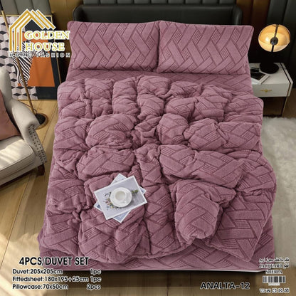 Winter Bed Set | Mohair Fabric | Soft & Warm | Available in 2 Sizes | Double 4 Pieces | Single Half 3 Pieces
