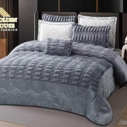 Winter mohair coverlet RABBIT fur – King Size (7 Pieces)