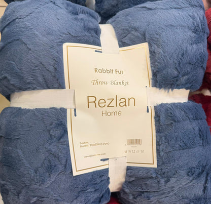 Rabbit Fur Throw Blanket | Ultra Soft & Warm | Available in 2 Sizes | Double & Single