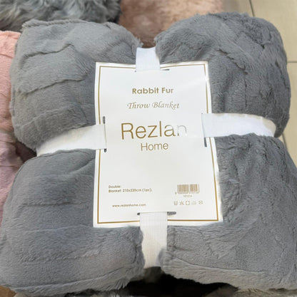 Rabbit Fur Throw Blanket | Ultra Soft & Warm | Available in 2 Sizes | Double & Single
