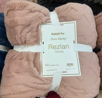 Rabbit Fur Throw Blanket | Ultra Soft & Warm | Available in 2 Sizes | Double & Single