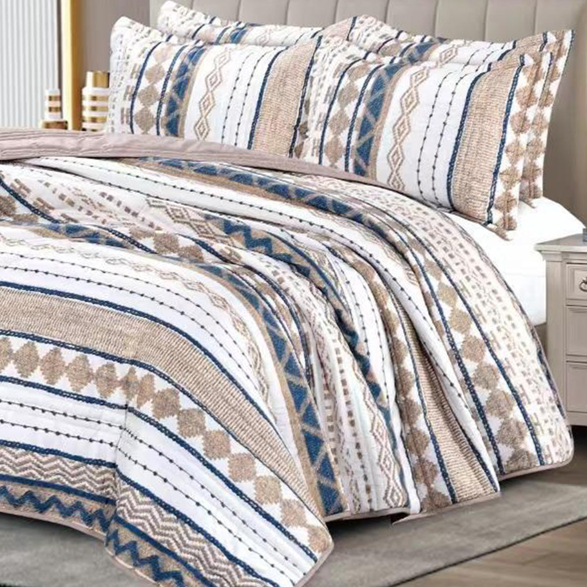 Summer Bed Spread – 100% Cotton Available in King Size (3 Pieces)