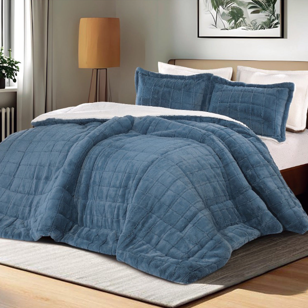 Winter mohair coverlet RABBIT fur – Available in Two Sizes
