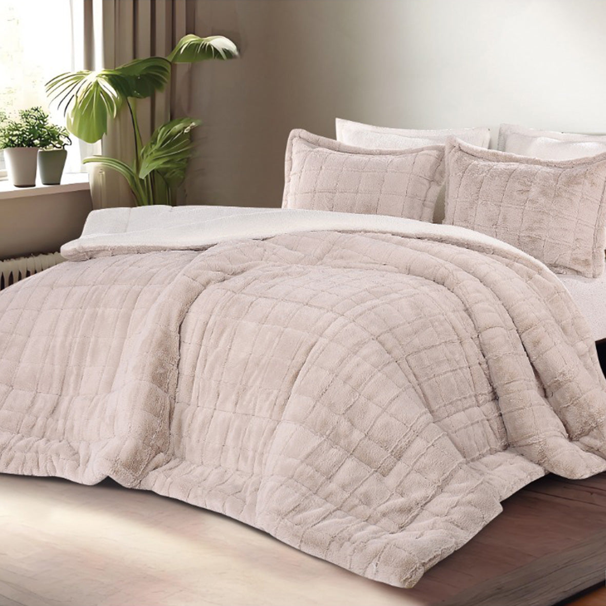Winter mohair coverlet RABBIT fur – Available in Two Sizes