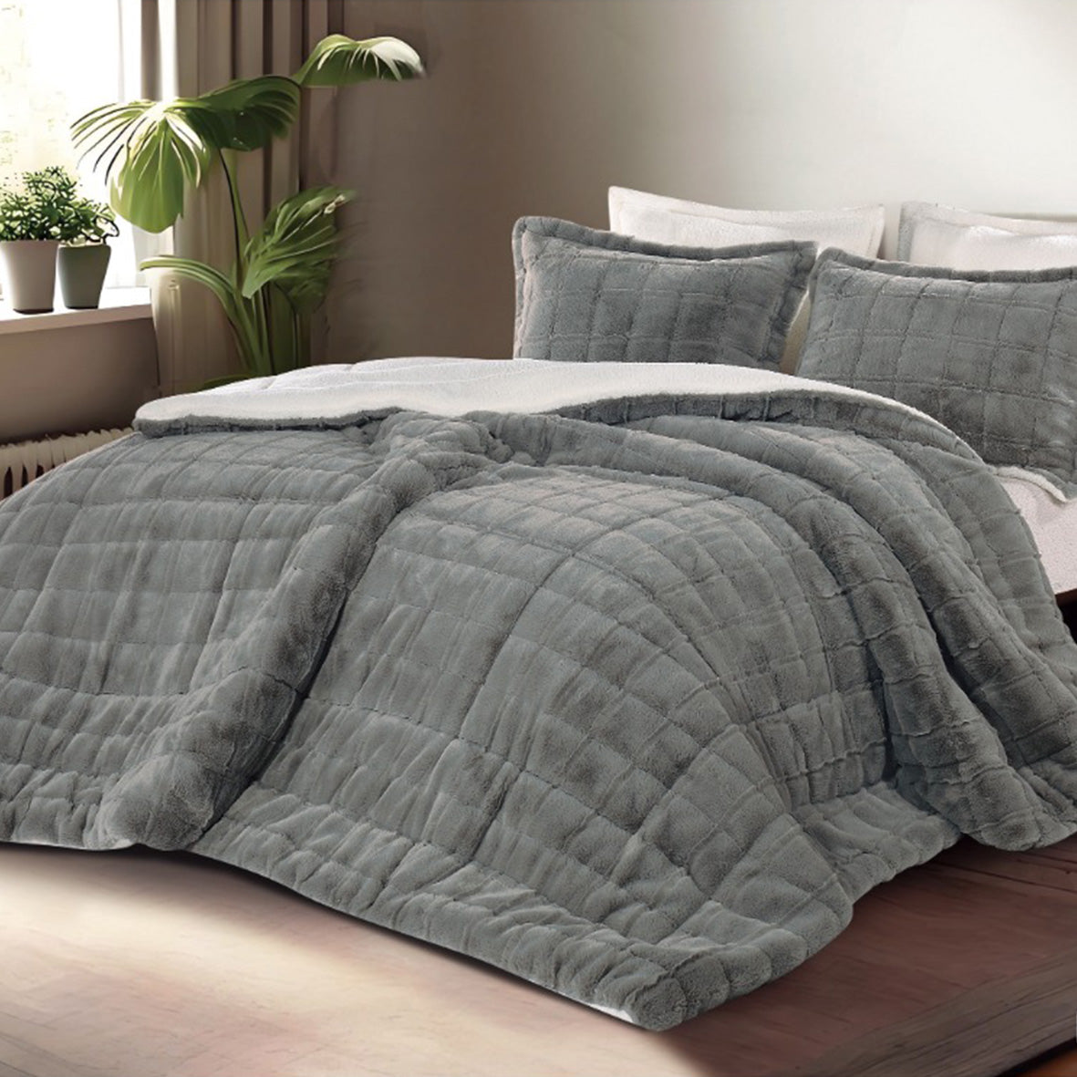 Winter mohair coverlet RABBIT fur – Available in Two Sizes