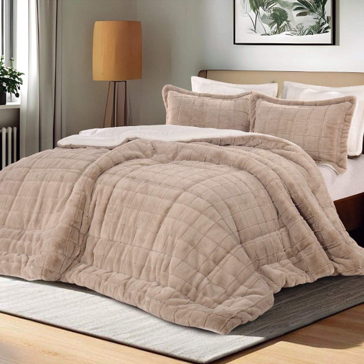 Winter mohair coverlet RABBIT fur – Available in Two Sizes