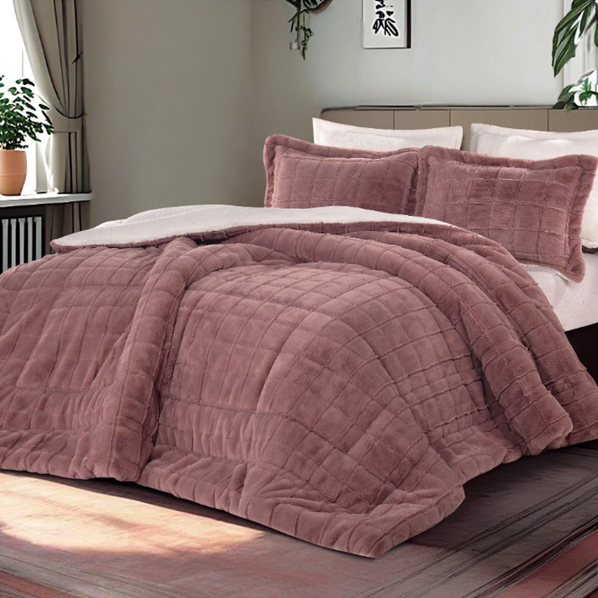 Winter mohair coverlet RABBIT fur – Available in Two Sizes