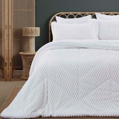 Coverlet Set | Jacquard Flannel | King Size | 3 Pieces | Winter Warm