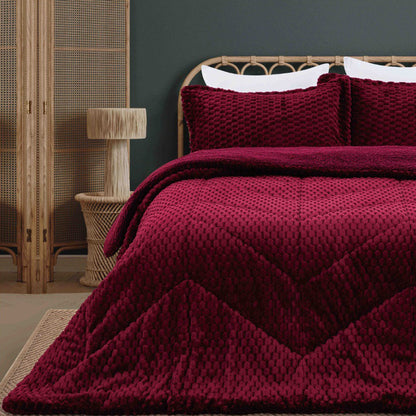 Coverlet Set | Jacquard Flannel | King Size | 3 Pieces | Winter Warm
