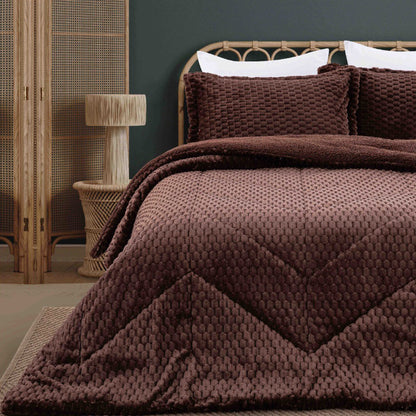 Coverlet Set | Jacquard Flannel | King Size | 3 Pieces | Winter Warm