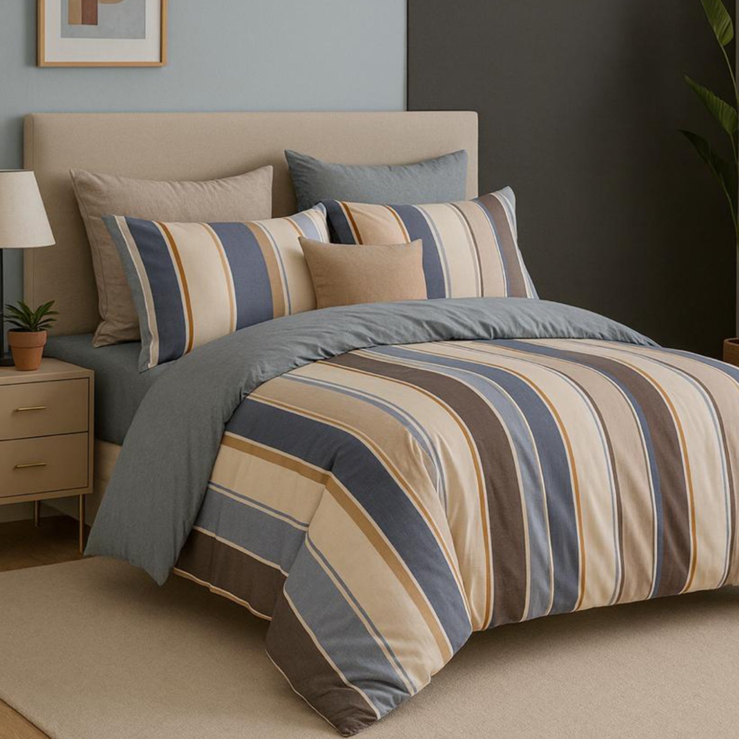 Bed Set | 100% Cotton | Double Size | 4 Pieces | Soft & Breathable