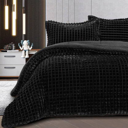 Coverlet Set | Jacquard Flannel | King Size | 3 Pieces | Winter Warm