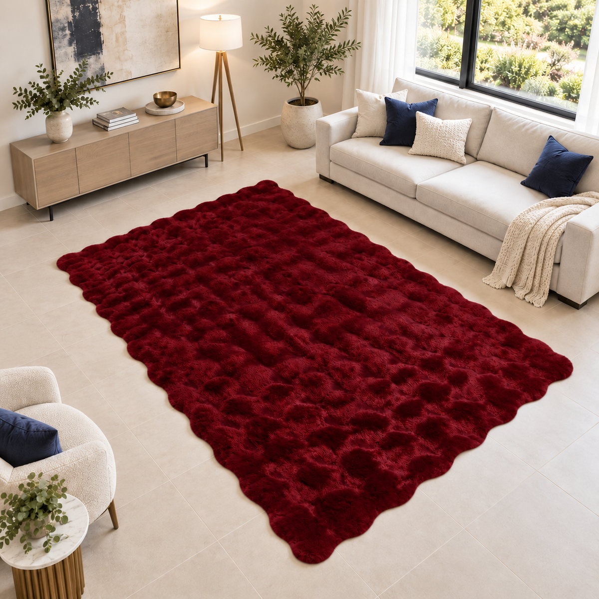Rabbit Fur Rug Available in 5 Sizes | 11 Colors