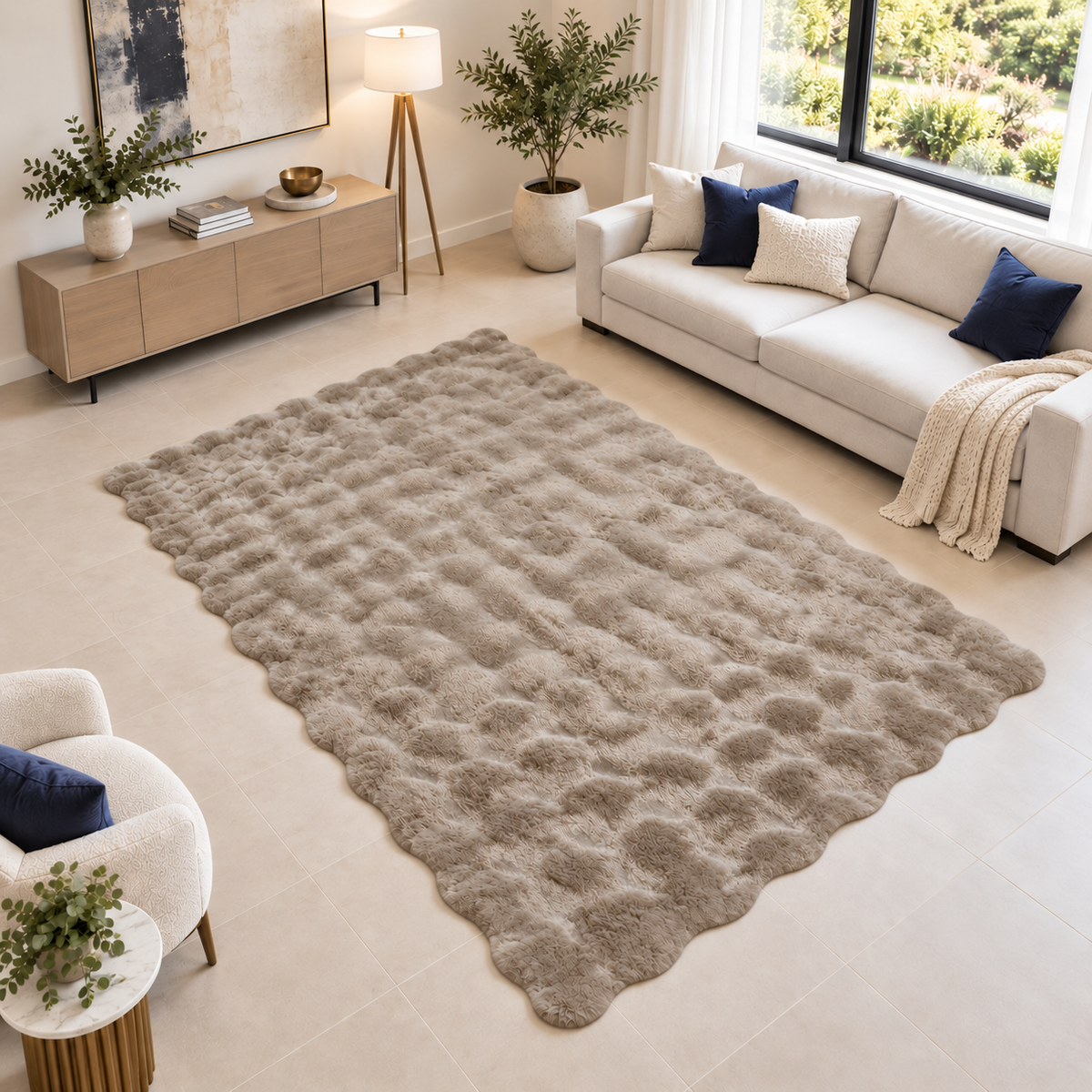 Rabbit Fur Rug Available in 5 Sizes | 11 Colors