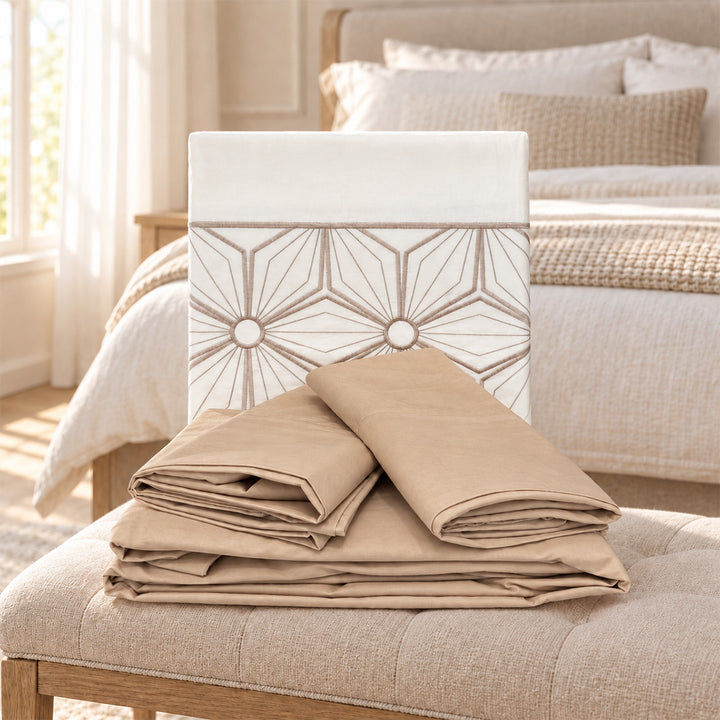 100% Cotton Bed Set – Beige