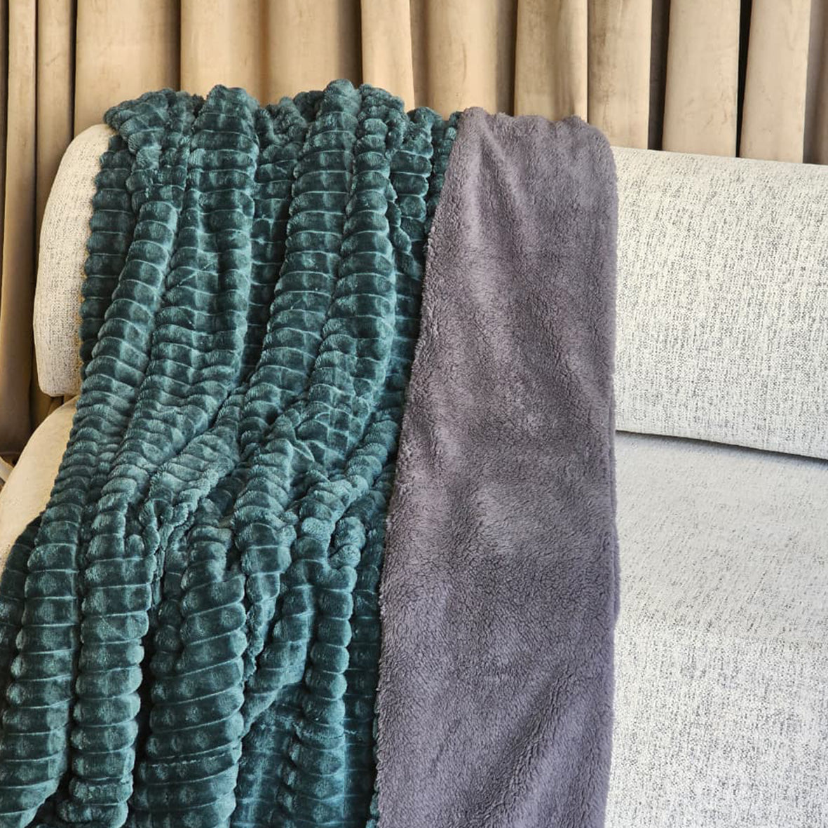 Striped Rabbit Fur Throw Blanket – Single & Half Size (1 Piece)