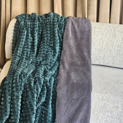 Striped Rabbit Fur Throw Blanket – Single & Half Size (1 Piece)