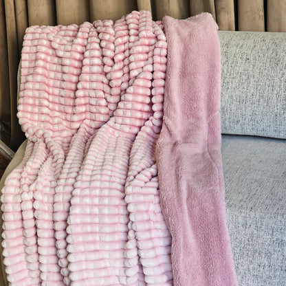 Striped Rabbit Fur Throw Blanket – Single & Half Size (1 Piece)