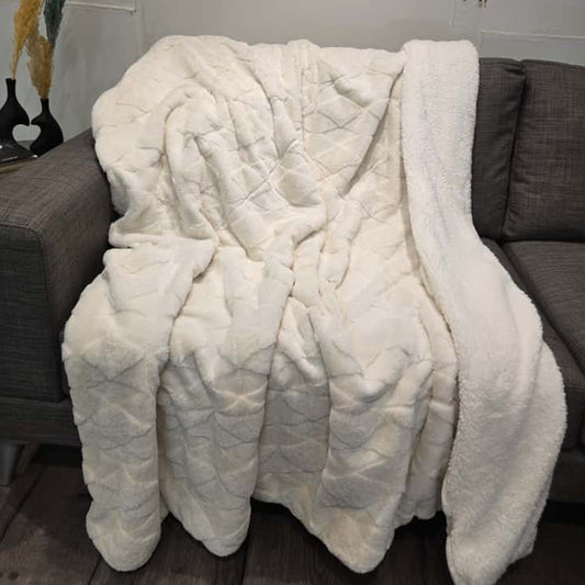 Quilted Rabbit Fur Throw Blanket – Single & Half Size (1 Piece)
