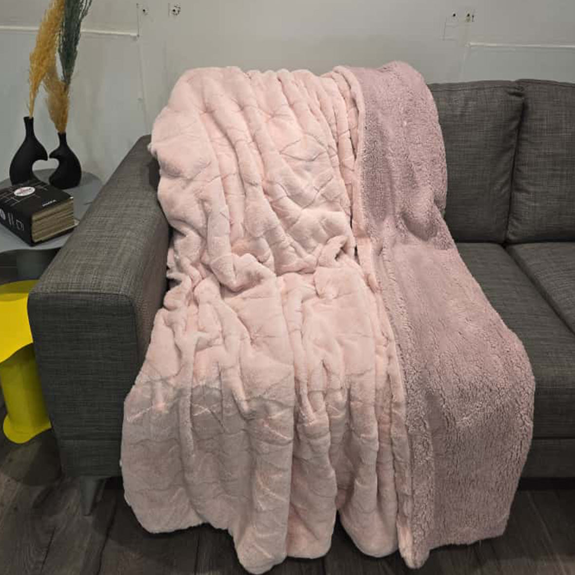 Quilted Rabbit Fur Throw Blanket – Single & Half Size (1 Piece)