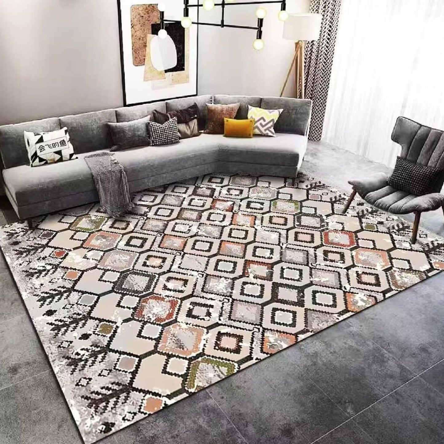 3D Living Room Rug | 200×300 cm | Anti-Slip Rubber Base | Waterproof & High Quality