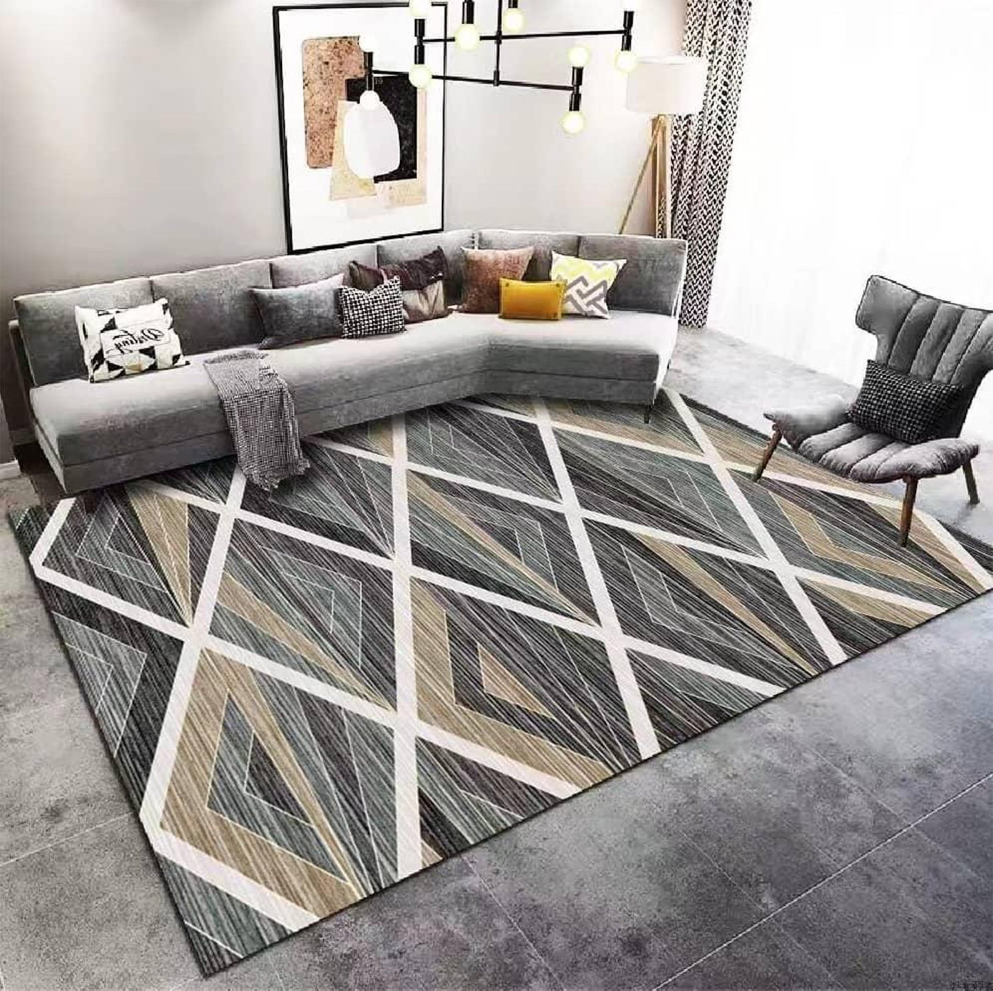 3D Living Room Rug | 160×230 cm | Anti-Slip Rubber Base | Waterproof & High Quality