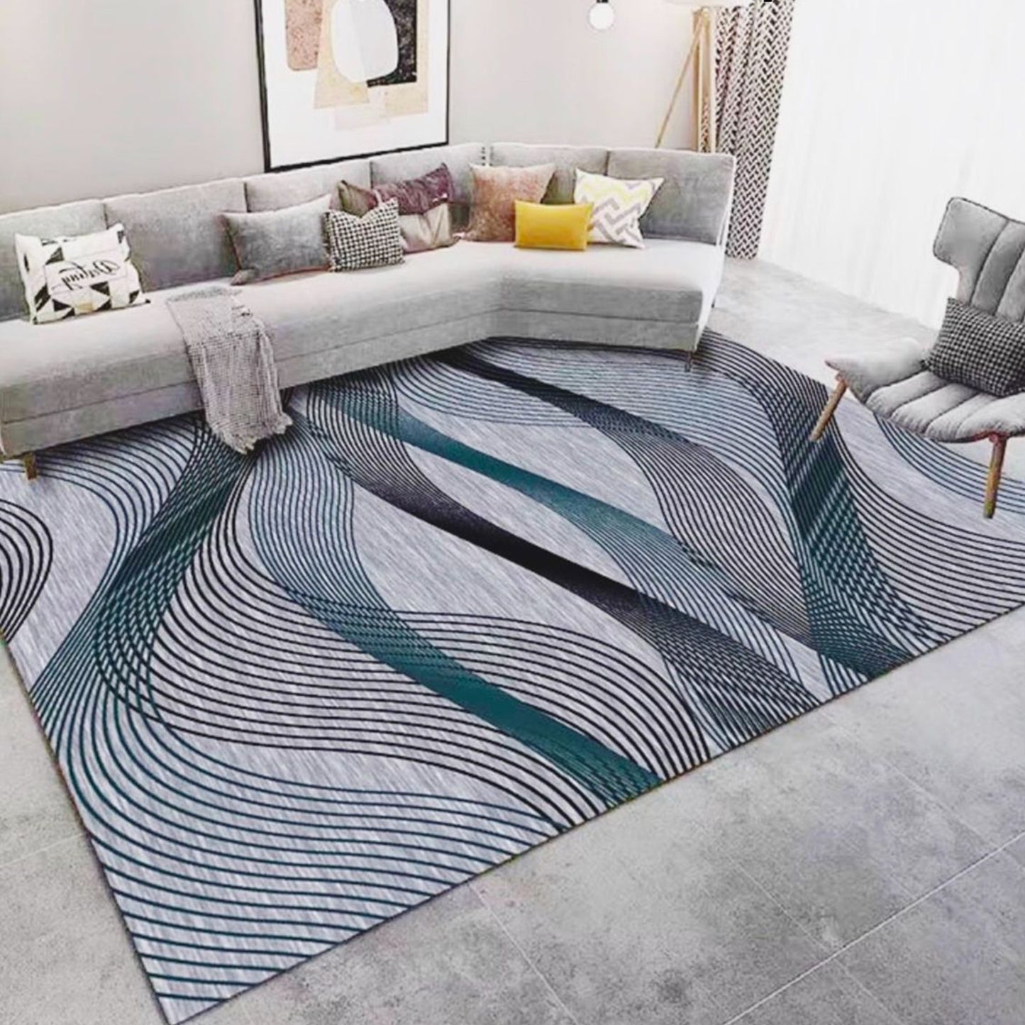 3D Living Room Rug | 160×230 cm | Anti-Slip Rubber Base | Waterproof & High Quality