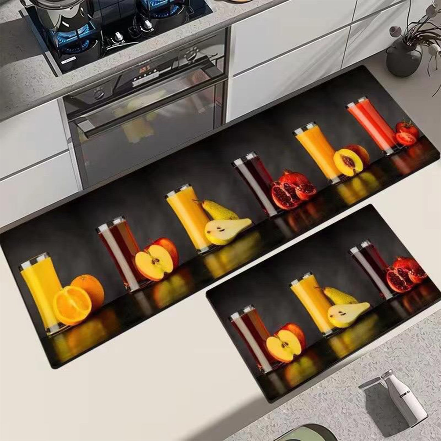 Kitchen Mat Set | Anti-Slip Leather Base | 2 Pieces | Water-Absorbent & Heavy Quality