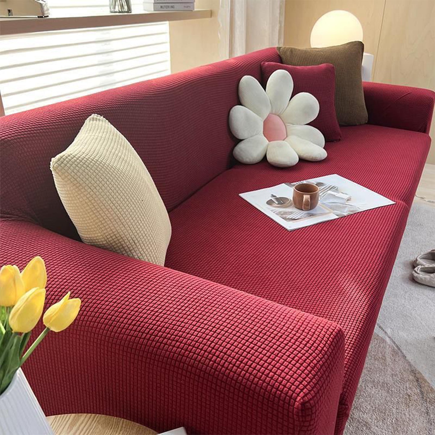 Sofa Cover Set | Premium Elastic Fabric | 8 Pieces | Wash-Safe & Heavy Quality