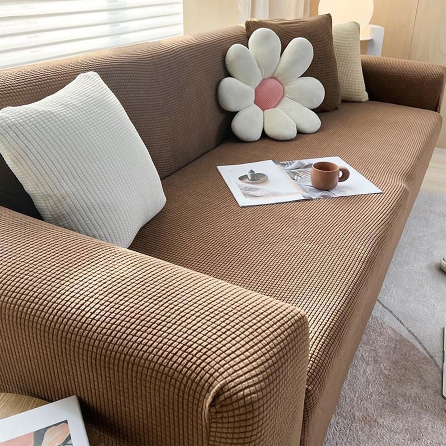 Sofa Cover Set | Premium Elastic Fabric | 8 Pieces | Wash-Safe & Heavy Quality