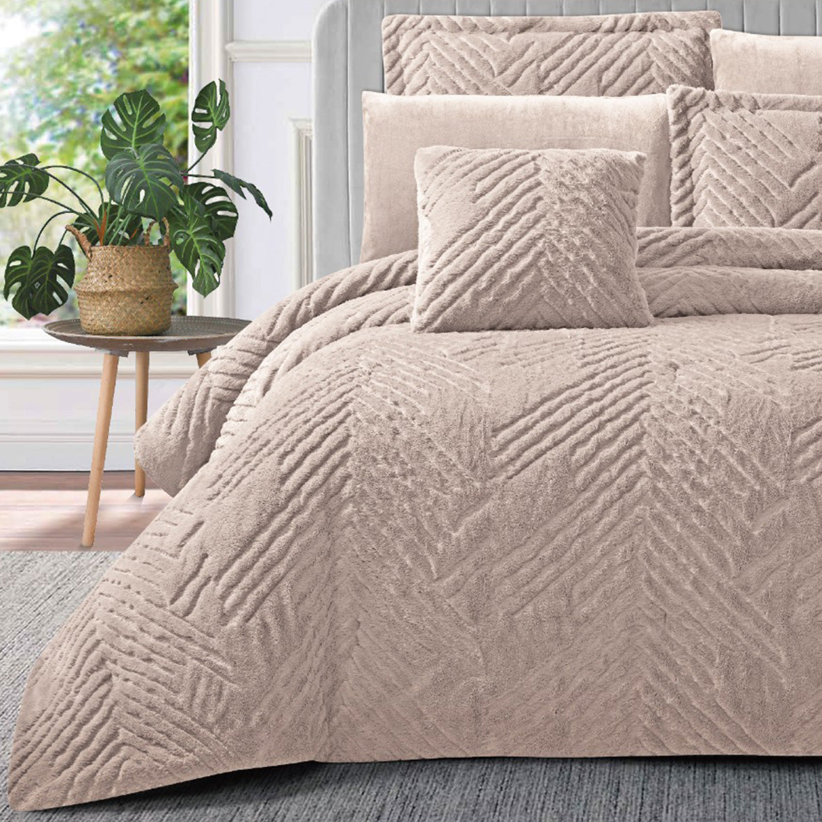 Winter mohair coverlet Set 7 Pieces Premium Soft Fabric Elegant Modern Design